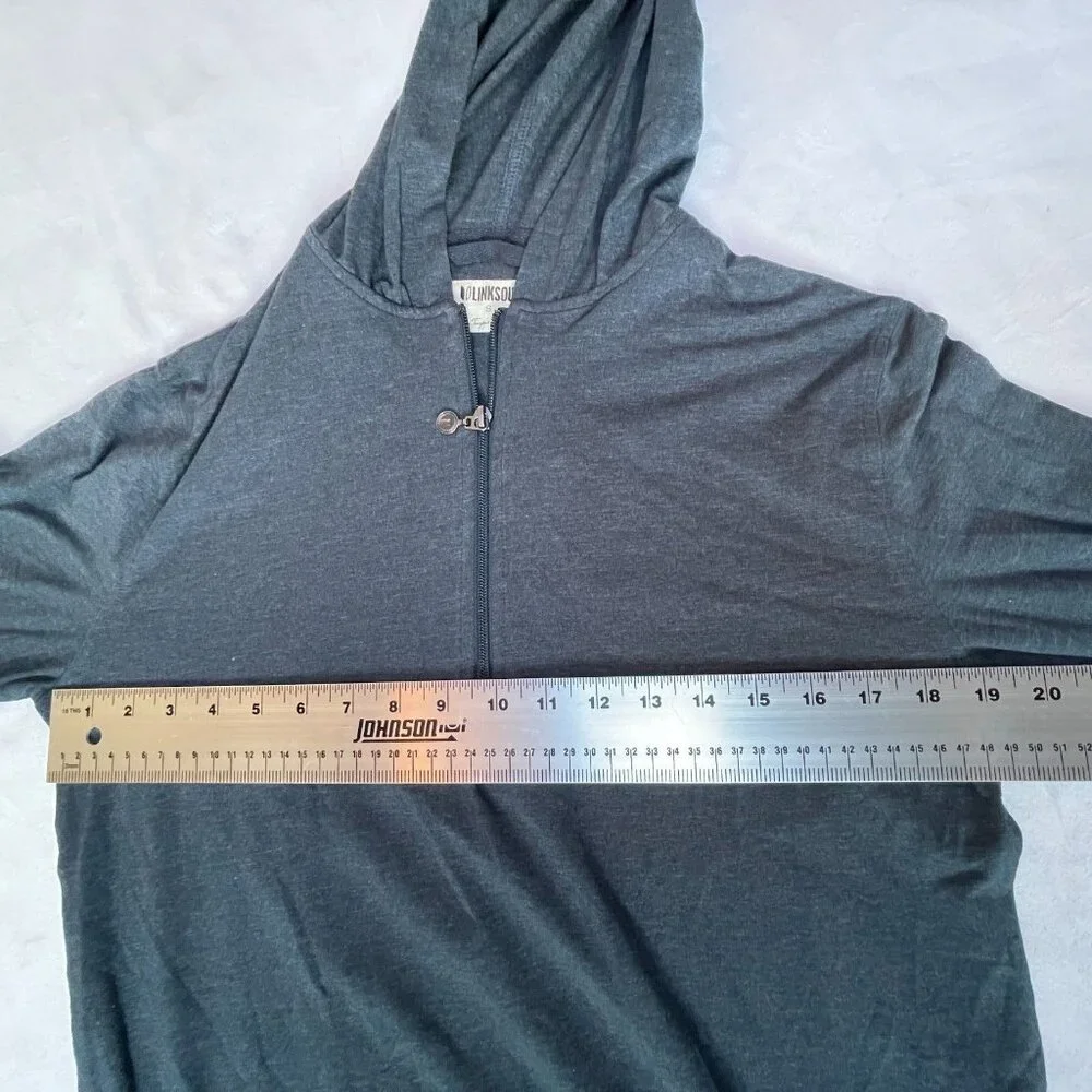 Linksoul Tempus Fugit Mens Small Gray 1/4 Zip Hooded Shirt Pullover Stretch